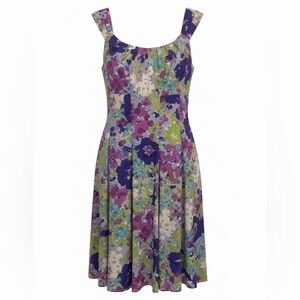 Floral Purple, blue and Green Dress